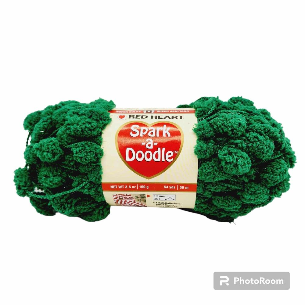 Red Heart Spark A Doodle Yarn Shamrock Green Super Bulky 3.5 oz Skein 54 yds NEW